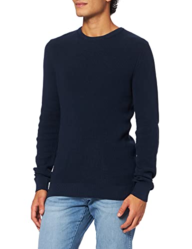 Blend 20712654 Herren Strickpullover Feinstrcik Pullover mit Rundhalsausschnitt Struktur, Größe:2XL, Farbe:Dress Blues (194024) von b BLEND