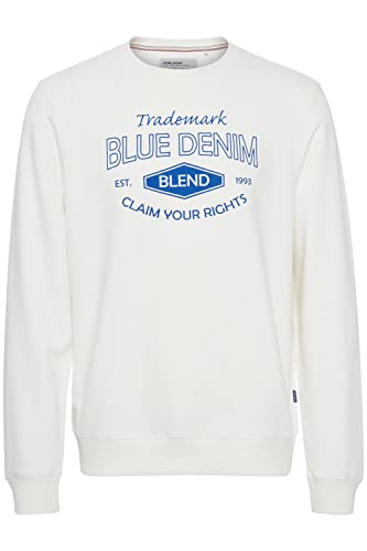 Blend BHSweatshirt 20713265 Herren Sweatshirt Pullover Pulli mit Rundhalsausschnitt aus 100% Baumwolle, Größe:XXL, Farbe:Snow White (110602) von b BLEND
