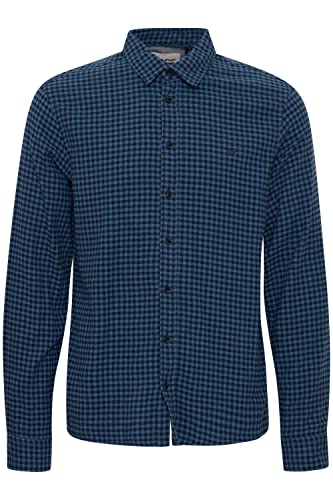 Blend 20714317 Shirt Herren Freizeithemd Hemd Club-Kragen Slim Fit schmaler Schnitt hochwertige Baumwoll-Qualität Kariertes Muster, Größe:M, Farbe:Dress Blues (194024) von b BLEND