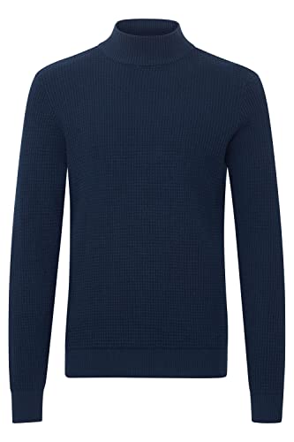 Blend 20714631 Herren Strickpullover Feinstrick Pullover mit Rollkragen Struktur-Strick, Größe:L, Farbe:Dress Blues (194024) von b BLEND