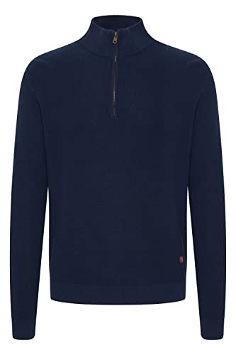 Blend BHCodford Herren Strickpullover Troyer Feinstrick Pullover mit Stehkragen und Reißverschluss, Größe:XL, Farbe:Dress Blues (194024) von b BLEND