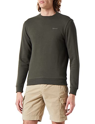 Blend BHDownton Crew Neck Sweatshirt Crew Neck Sweatshirt Herren Sweatshirt Pullover Pulli mit Rundhalsausschnitt, Größe:L, Farbe:Forest Night (190414) von Blend