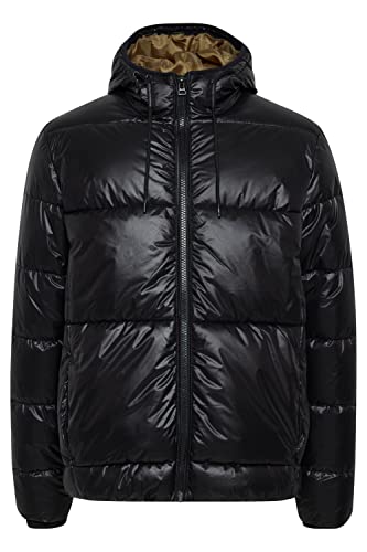 Blend 20714699 Outerwear Herren Winterjacke Herrenjacke Jacke glänzende Winterjacke mit Kapuze und elastischen Enden Regular Fit, Größe:XL, Farbe:Black (194007) von b BLEND