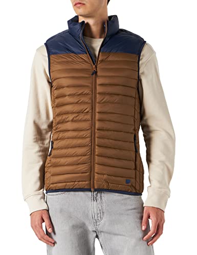 Blend 20714367 Outerwear Herren Weste Steppweste Outdoor Weste leicht gesteppte Winterweste mit Stehkragen und Color-Bock Optik Regular Fit, Größe:2XL, Farbe:Coffee Lique√∫r (180930) von b BLEND