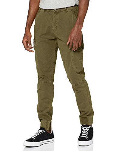 BLEND BHBHNAN Herren Cargohose Lange Hose mit Stretch und elastischer Beinabschluss Regular Fit, Größe:W36/34, Farbe:Martini Olive (77238) von b BLEND