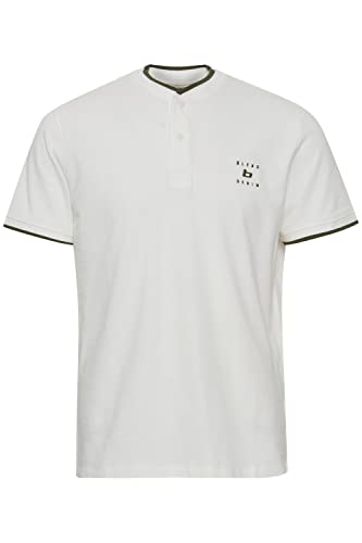 Blend 20715179 Polo Herren Poloshirt Polohemd Stehkragen mit Knopfleiste Hochwertiger Baumwoll-Pique Regular Fit, Größe:L, Farbe:Snow White (110602) von b BLEND