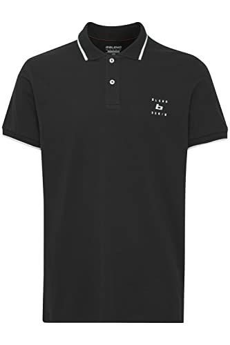 Blend 20715178 Polo Herren Poloshirt Polohemd mit Polokragen Logo-Stickerei Regular Fit, Größe:XL, Farbe:Black (194007) von b BLEND