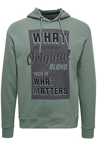 Blend 20714285 Herren Kapuzenpullover Sweatshirt Hoodie Pullover mit Kapuze und Print, Größe:L, Farbe:Duck Green (186011) von b BLEND