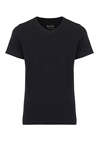 Blend Herren V-Neck T-Shirt, Schwarz (Black 70155), Medium (Herstellergröße: M) von Blend
