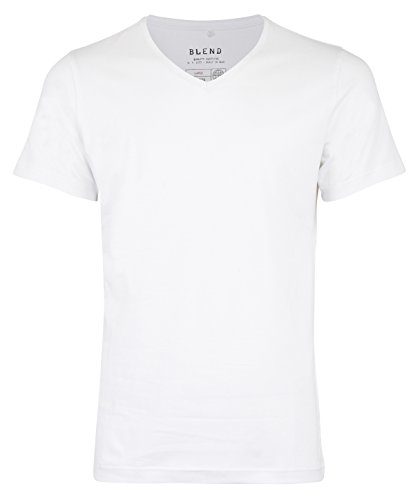 Blend Herren V-Neck T-Shirt, Weiß (White 70002), Medium (Herstellergröße: M) von Blend