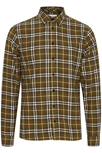 Blend 20714890 Shirt LS Herren Freizeithemd Hemd Flanellhemd Button-Down-Kragen Kariert mit Brusttasche hochwertige Baumwoll-Qualität, Größe:L, Farbe:Lizard (180629) von b BLEND