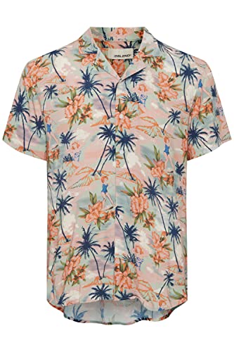 Blend 20715451 Shirt Herren Kurzarmhemd Herrenhemd Hemd Regular Fit Club-Kragen Blumen-Muster Hochwertige Baumwoll-Qualität, Größe:2XL, Farbe:Otter (181018) von b BLEND