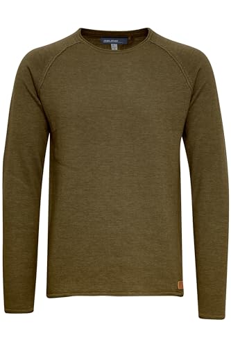 Blend John Herren Strickpullover Feinstrick Pullover Mit Rundhals Und Melierung Aus 100% Baumwolle, Größe:L, Farbe:Burnt Olive (77011) von b BLEND