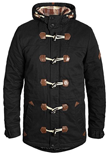 Blend Kenthon Herren Winter Jacke Parka Dufflecoat Mantel Lange Winterjacke gefüttert mit Hochabschließendem Kragen aus 100% Baumwolle, Größe:L, Farbe:Black (70155) von b BLEND