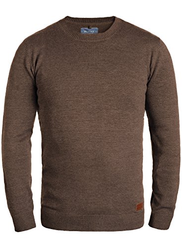Blend BHLars Herren Strickpullover Feinstrick Pullover mit Rundhals-Ausschnitt Baumwollmischung Regular fit, Größe:L, Farbe:Mocca Mix (70816) von b BLEND