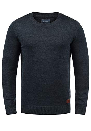 Blend BHLars Herren Strickpullover Feinstrick Pullover mit Rundhals-Ausschnitt Baumwollmischung Regular fit, Größe:2XL, Farbe:Navy (70230) von b BLEND