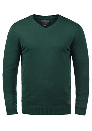 Blend Lasse Herren Strickpullover Feinstrick Pullover Mit V-Ausschnitt Und Melierung, Größe:M, Farbe:Pine Green (77023) von b BLEND