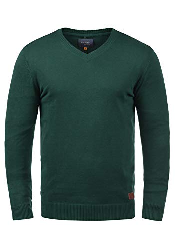 Blend Lasse Herren Strickpullover Feinstrick Pullover Mit V-Ausschnitt Und Melierung, Größe:XXL, Farbe:Pine Green (77023) von b BLEND