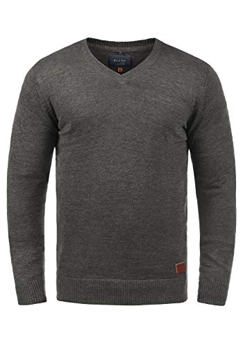 Blend Lasse Herren Strickpullover Feinstrick Pullover Mit V-Ausschnitt Und Melierung, Größe:XXL, Farbe:Pewter Mix (70817) von b BLEND