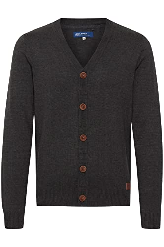 Blend Lennard Herren Strickjacke Cardigan Feinstrick Mit V-Ausschnitt und Knopfleiste, Größe:3XL, Farbe:Charcoal (70818) von b BLEND