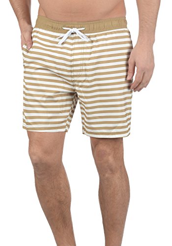 Blend Leo Herren Badehose Badeshorts Schwimmshorts Mit Kordel Und Streifenmuster, Größe:L, Farbe:Sand Brown (75107) von b BLEND