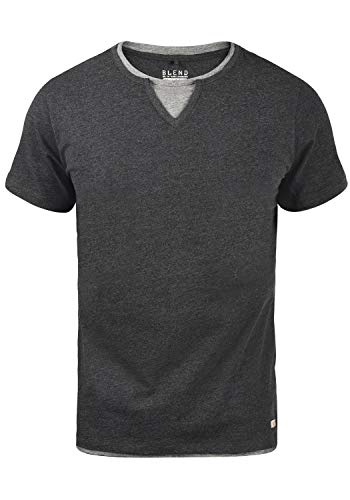 Blend Leonis Herren T-Shirt Kurzarm Shirt mit Rundhalsausschnitt, Größe:L, Farbe:Charcoal (70818) von b BLEND