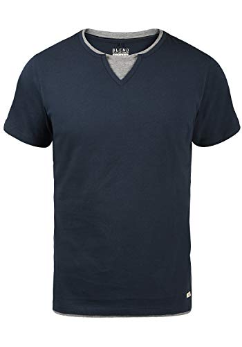 Blend Leonis Herren T-Shirt Kurzarm Shirt mit Rundhalsausschnitt, Größe:L, Farbe:Navy (70230) von b BLEND