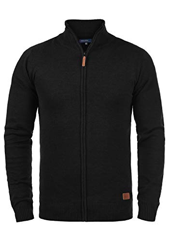 Blend Norman Herren Strickjacke Cardigan Feinstrick mit Stehkragen und Reißverschluss, Größe:M, Farbe:Black (70155) von b BLEND