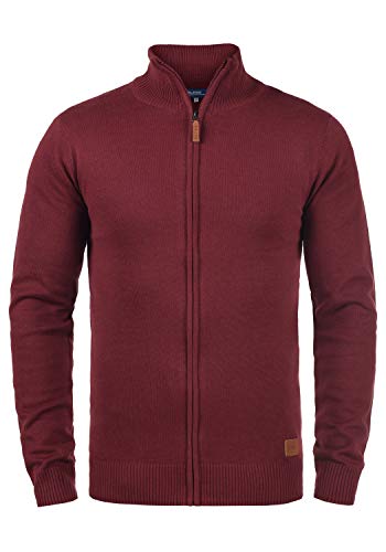 Blend Norman Herren Strickjacke Cardigan Feinstrick mit Stehkragen und Reißverschluss, Größe:XXL, Farbe:Andorra Red (73811) von b BLEND