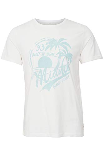 Blend Perry Herren T-Shirt Kurzarm Shirt mit Print und Rundhalsausschnitt, Größe:L, Farbe:Offwhite (70005) von b BLEND