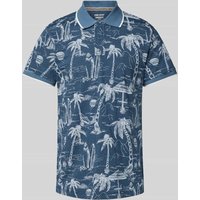 Blend Poloshirt mit Allover-Muster in Blau, Größe XXL von Blend