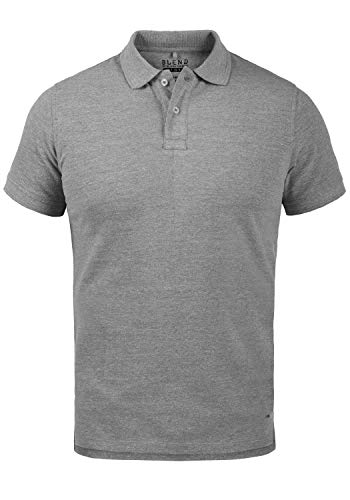 Blend Raffael Herren Poloshirt Polohemd T-Shirt mit Knopfleiste, Größe:L, Farbe:Zink Mix (70815) von b BLEND