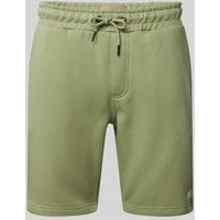 Blend Regular Fit Sweatshorts mit Label-Patch in Oliv, Größe S von Blend