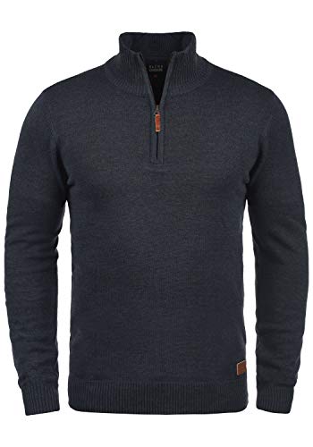 Blend BHRobin Herren Strickpullover Troyer Feinstrick Pullover mit Troyerkragen Rippbündchen Baumwollmischung Regular fit, Größe:XXL, Farbe:Navy (70230) von b BLEND