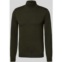 Blend Rollkragenpullover mit Label-Detail in Oliv Melange, Größe S von Blend