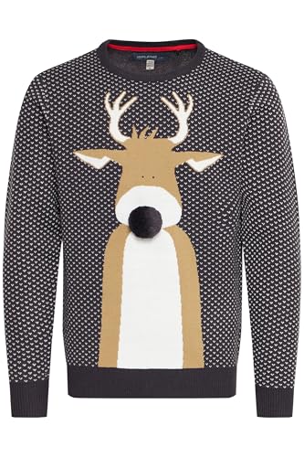 Blend BHRudolph Herren Weihnachtspullover Winter Pullover Strickpullover Weihnachtspulli mit Rundhals-Ausschnitt Regular fit, Größe:3XL, Farbe:Dark Navy/Nose (74677) von b BLEND