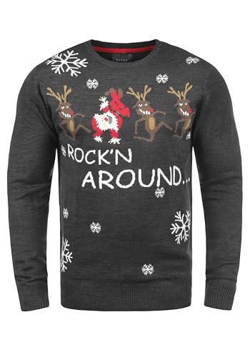 Blend Rudolph Herren Strickpullover Weihnachtspullover Mit Rundhalsausschnitt, Größe:L, Farbe:Charcoal/Dance (70822) von b BLEND
