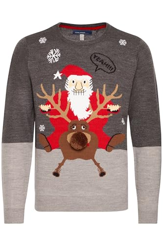 Blend BHRudolph Herren Weihnachtspullover Winter Pullover Strickpullover Weihnachtspulli mit Rundhals-Ausschnitt Regular fit, Größe:M, Farbe:Charcoal/Santa (70821) von b BLEND