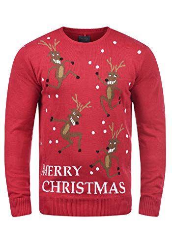 Blend Rudolph Herren Strickpullover Weihnachtspullover Mit Rundhalsausschnitt, Größe:M, Farbe:Pomp Red/Christmas (73859) von b BLEND