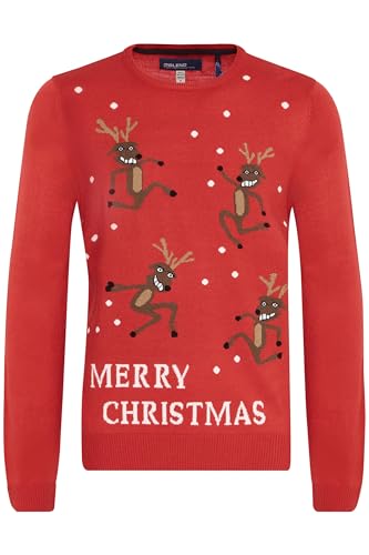 Blend BHRudolph Herren Weihnachtspullover Winter Pullover Strickpullover Weihnachtspulli mit Rundhals-Ausschnitt Regular fit, Größe:XL, Farbe:Pomp Red/Christmas (73859) von b BLEND