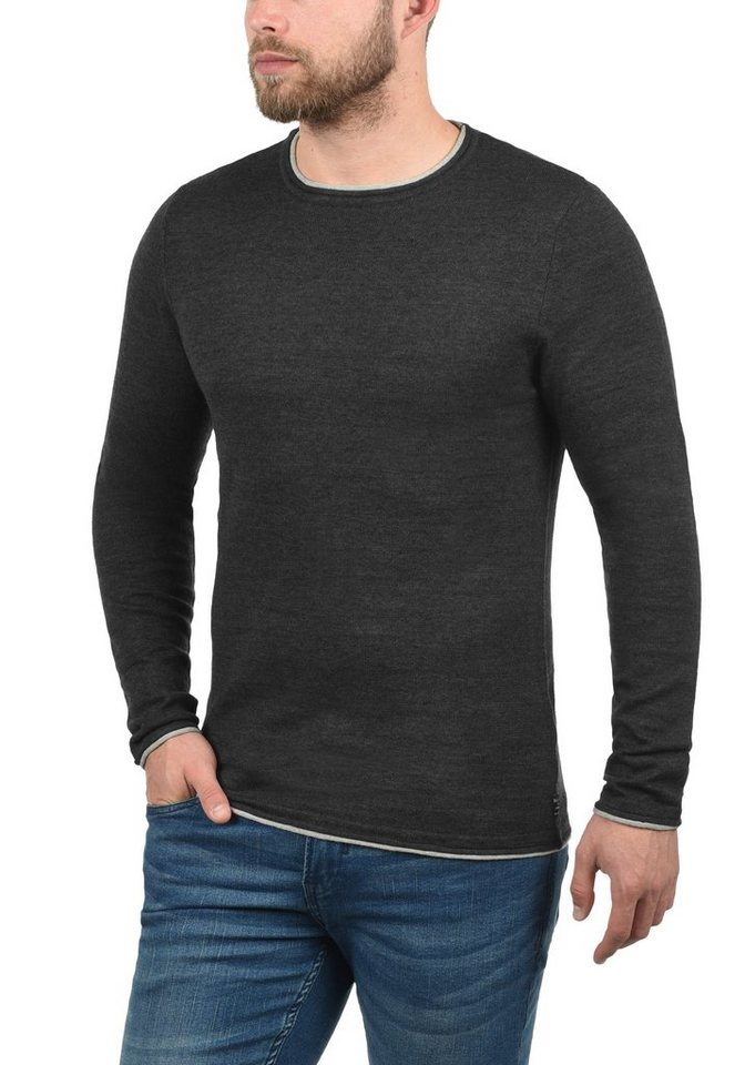 Blend Rundhalspullover BHOdin Strickpullover mit aufgerollten Abschlüssen von Blend