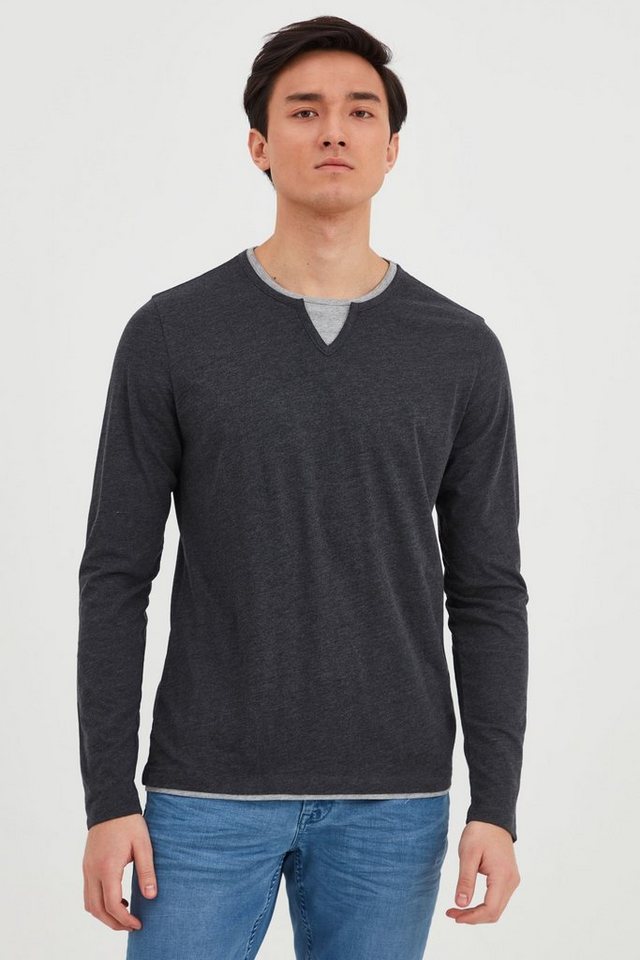Blend Rundhalsshirt BHLeonas Klassisches Langarmshirt mit Rundhalsausschnitt in Double-Layer-Optik von Blend