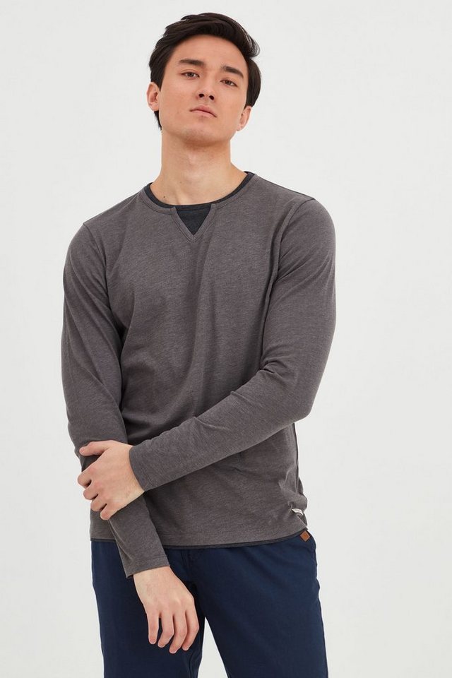 Blend Rundhalsshirt BHLeonas Klassisches Langarmshirt mit Rundhalsausschnitt in Double-Layer-Optik von Blend