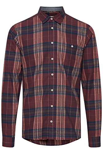 Blend 20714909 Shirt Herren Freizeithemd Hemd Club-Kragen Slim Fit Kariertes Muster schmaler Schnitt hochwertige Baumwoll-Qualität, Größe:3XL, Farbe:Spiced Apple (181325) von b BLEND