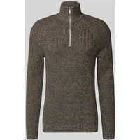 Blend Slim Fit Strickpullover mit Reißverschluss Modell 'Darik' in Anthrazit, Größe XXL von Blend