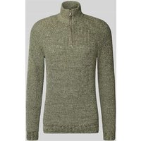 Blend Slim Fit Strickpullover mit Reißverschluss Modell 'Darik' in Oliv, Größe XXL von Blend