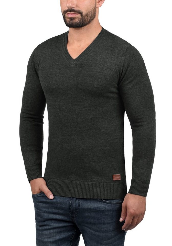 Blend Strickpullover BHLasse Feinstrickpullover mit aufgestickten Ellenbogenpatches von Blend