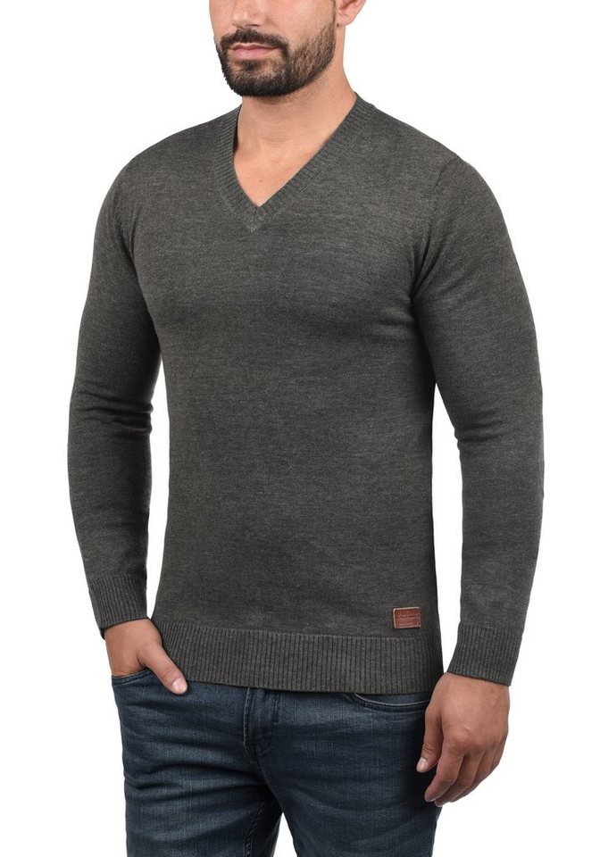 Blend Strickpullover BHLasse Feinstrickpullover mit aufgestickten Ellenbogenpatches von Blend
