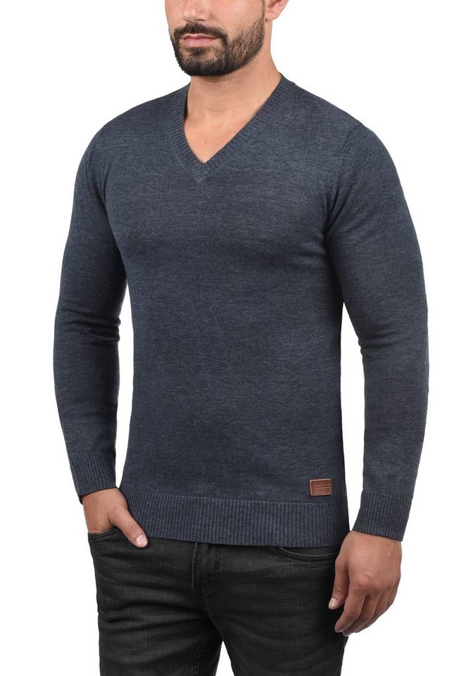 Blend Strickpullover BHLasse Feinstrickpullover mit aufgestickten Ellenbogenpatches von Blend