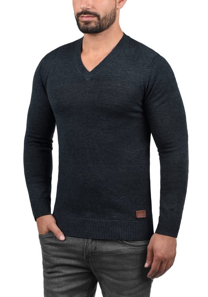 Blend Strickpullover BHLasse Feinstrickpullover mit aufgestickten Ellenbogenpatches von Blend